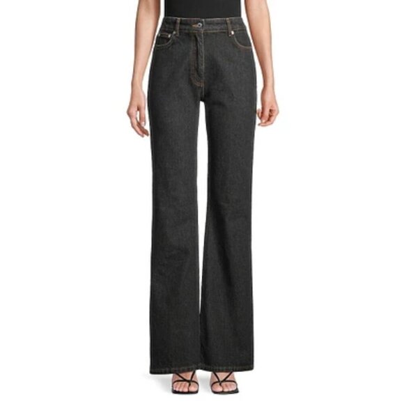 NWT MOSCHINO JEANS High-Rise Flare-Leg Jeans in Black size 32 - Picture 2 of 10